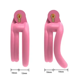 Pink Mimi Cobra Chastity Cage 3D Printing Anti-Dislodgement Bondage Flat Cock Cage with 4 Size Penis Rings Sex Toys for Sissy