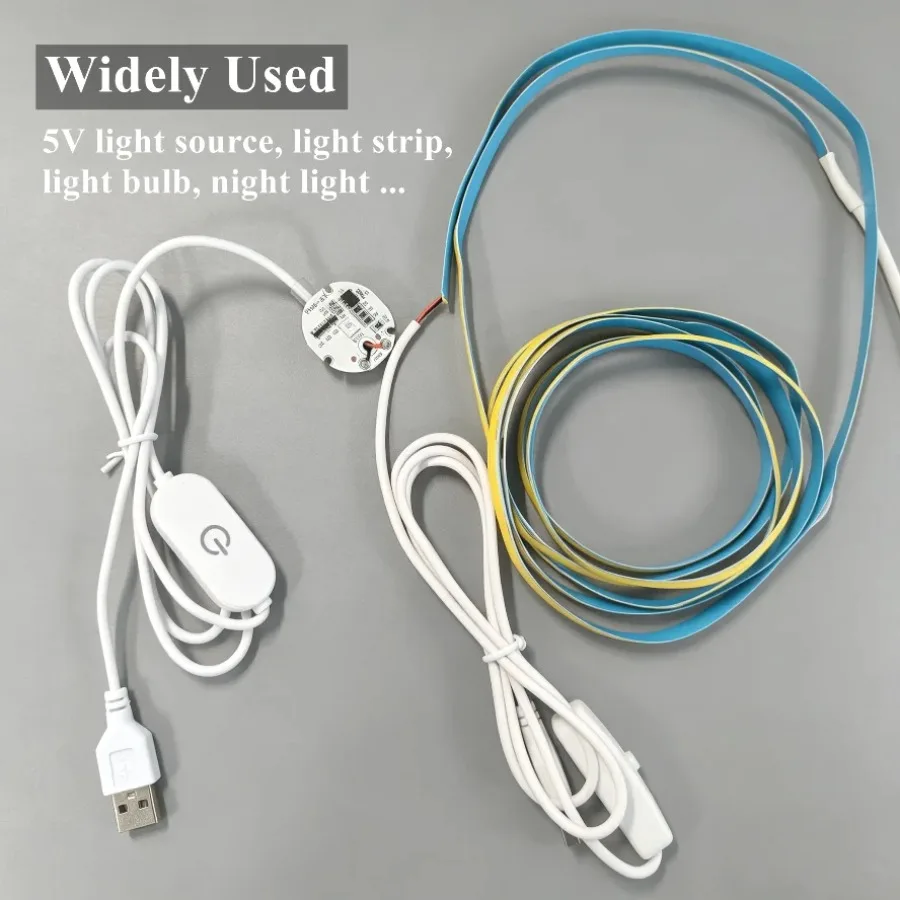 5V USB Switch Power Supply Wire Connection Cable Button Hand Scan Touch Dimmable ON OFF for COB Chip LED Light Strip Lamp Bulb