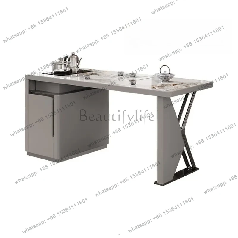 

Italian minimalist rock slab tea table and chair combination household balcony tea table