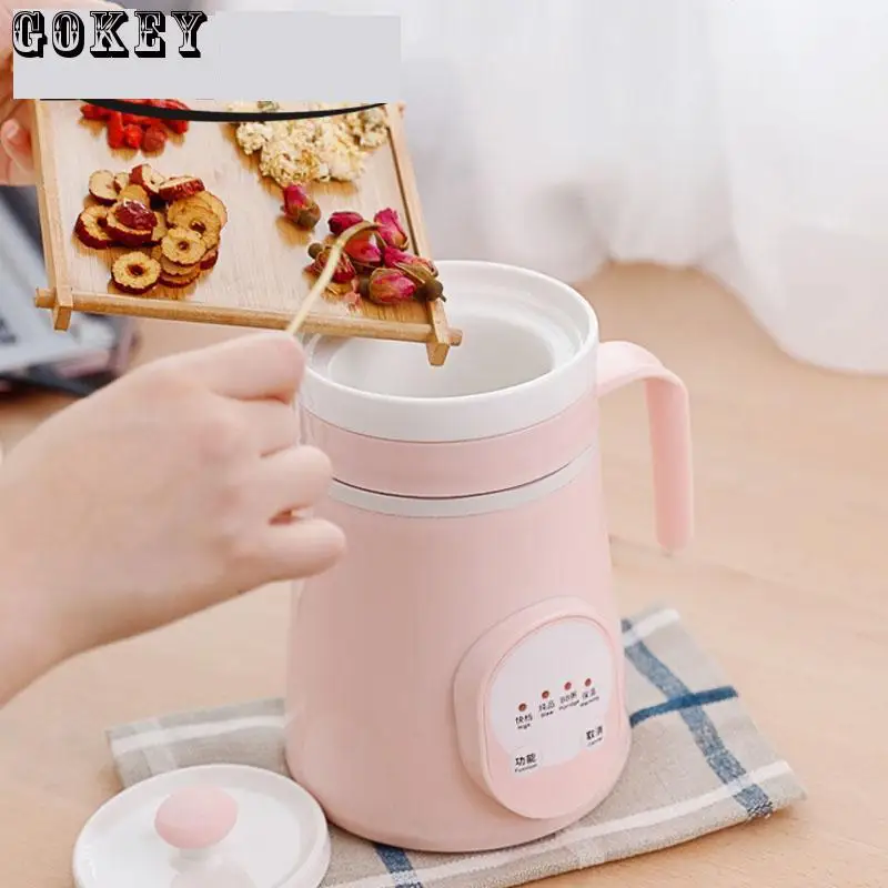 Ceramics Mini Electric Water Kettle Thermal Heating Cup Boiler Soup Health Pot Stew Porridge Noodle Slow Cooker Milk Heater 0.6L