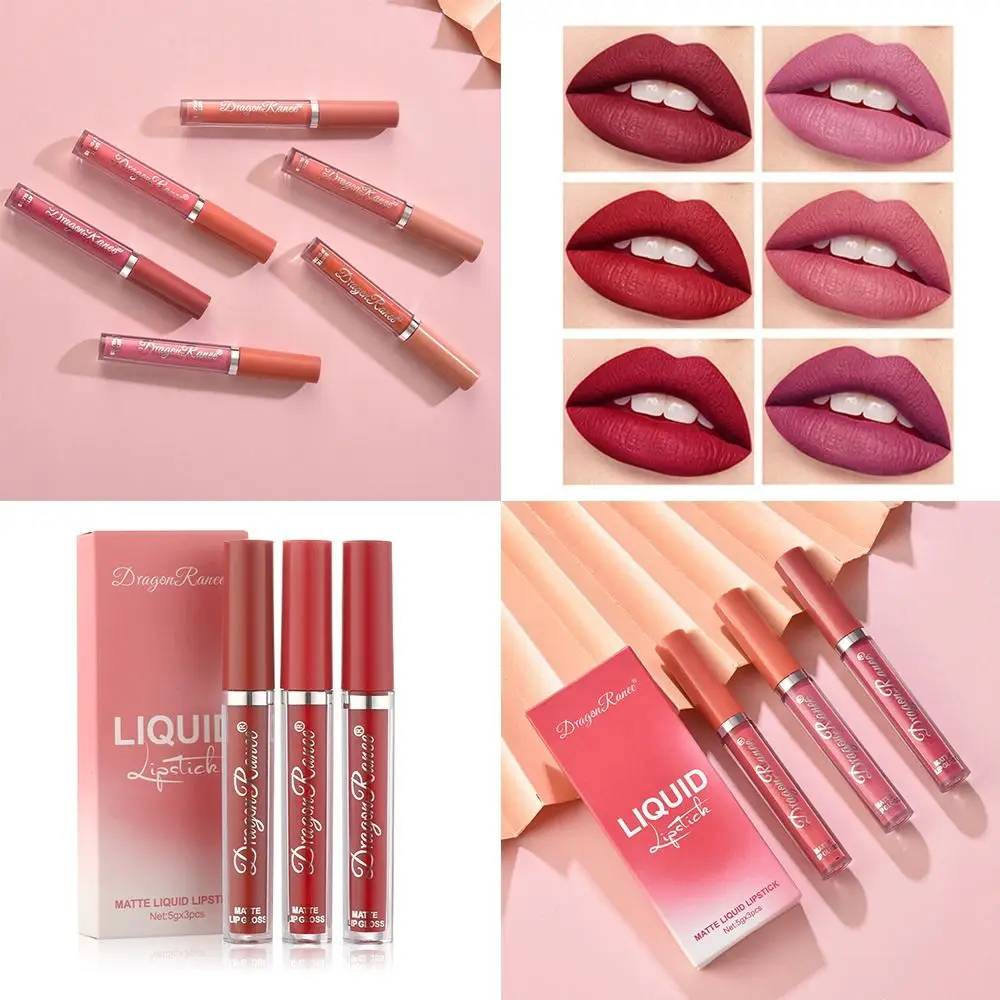 3 Stuks Nieuwe Schoonheid Waterdichte Lipgloss Matte Gloss Lippenstift Dames Lippenstift Fluwelen Lip Glazuur