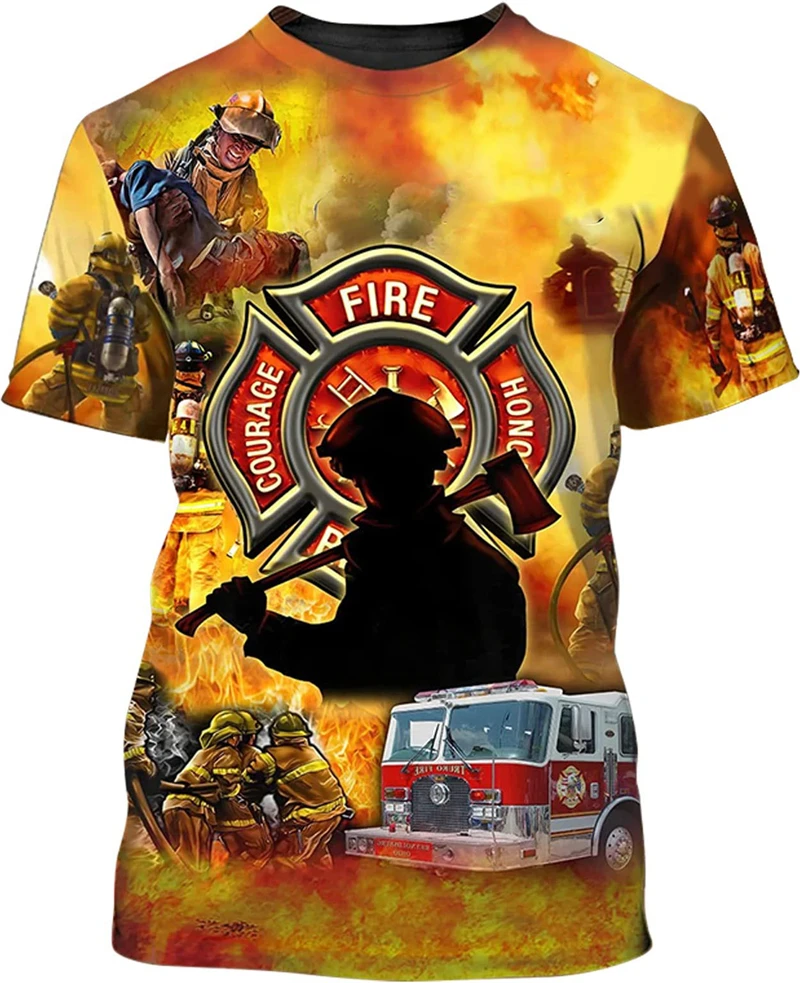 New 3D Printed Firefighting T Shirt Men/Women Casual Streetwear Summer Fashion O-neck Tee Shirt Boys Clothes Oversized Tops Tees