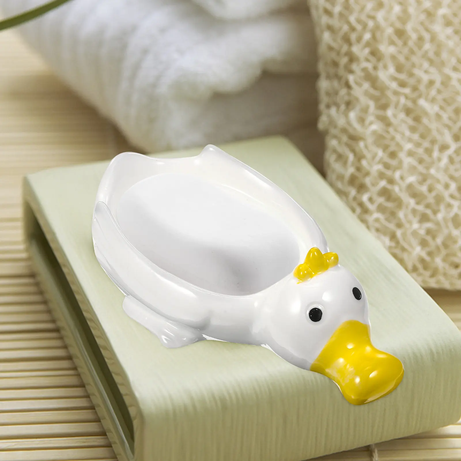 

Керамическая мыльница в форме милой уточки с дренажем для ванной и кухни, декоративное украшение для дома, подарок на новоселье