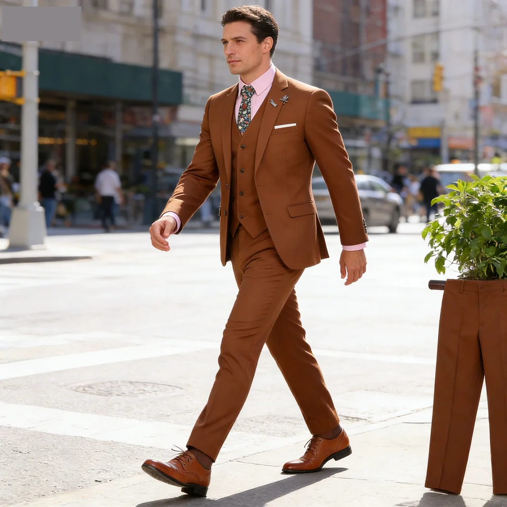 

Мужской элегантный костюм-тройка Slim Fit на заказ для свадьбы, торжеств и танцев