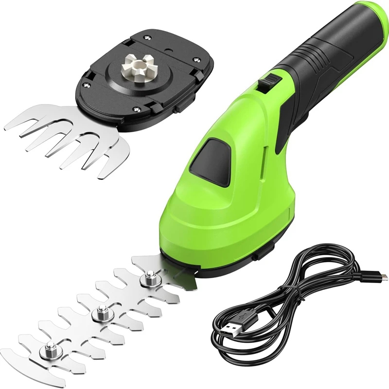 

ABKS-Ручной беспроводной триммер для травы и кустарников 7.2В, электрические ножницы для живой изгороди 2-в-1 с функцией зарядки через USB-C