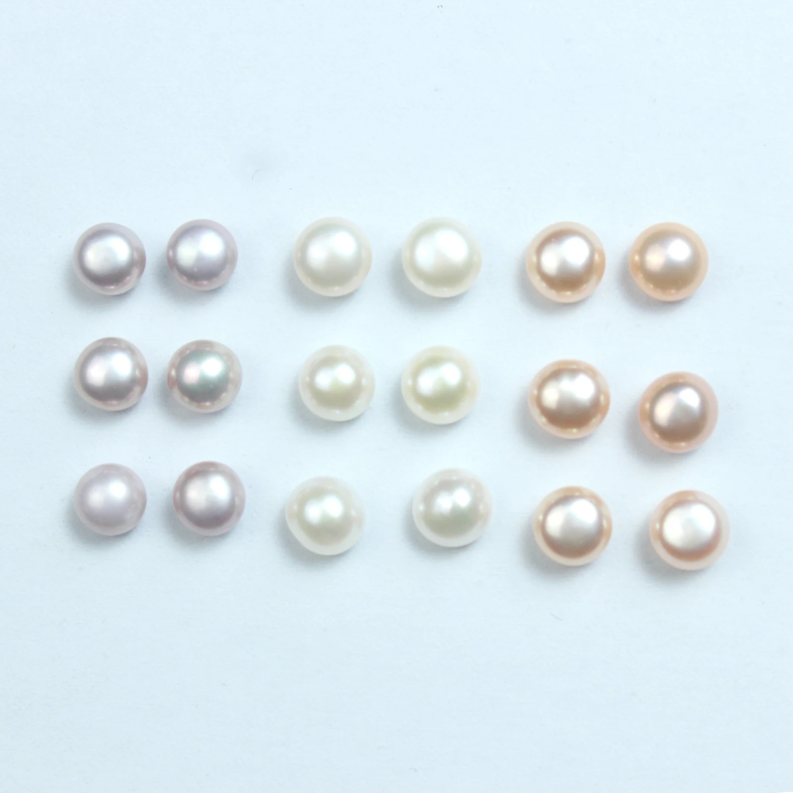 Natural Freshwater Pearl Bun Baroque Semi-Circular Half-Hole Loose Beads Diy Earrings Flat-Bottomed Ring Earring Accessories