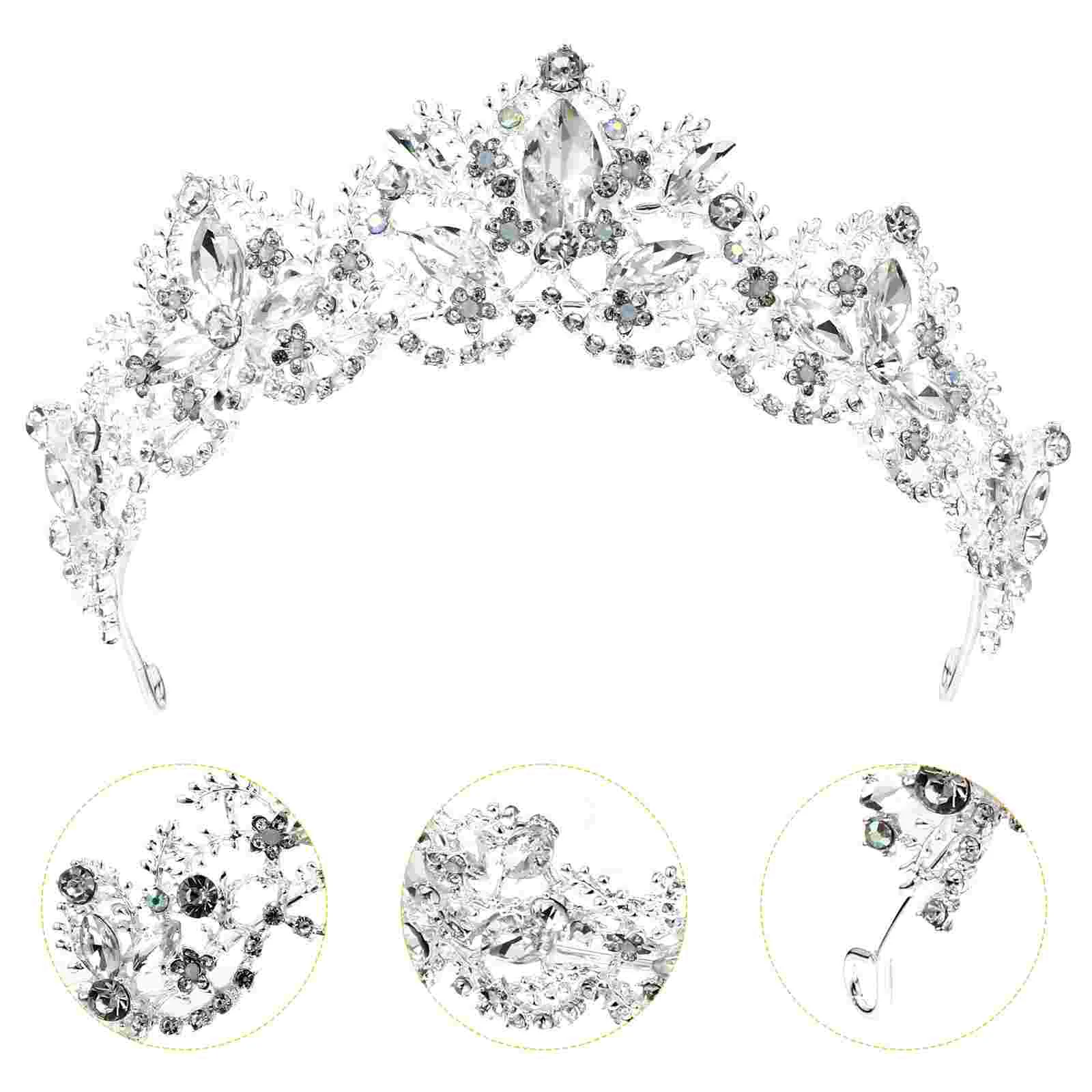 Headwear for Women Alloy Crown Headband Rhinestone Bride Wedding Jewelry Bridesmaids