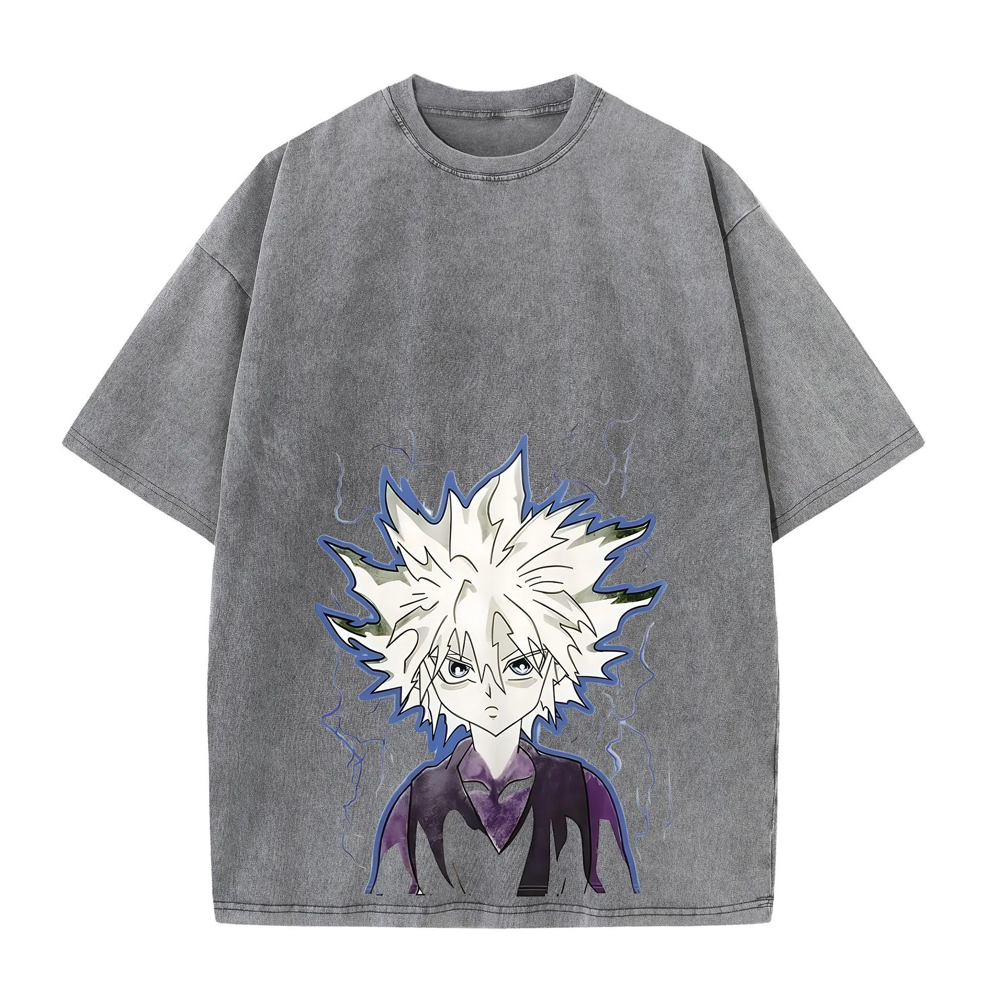 

Anime Hunter x Hunter Washed Tshirt Men Women 100% Cotton Harajuku T-shirt Streetwear Hip Hop Male Summer Casual Top Tee