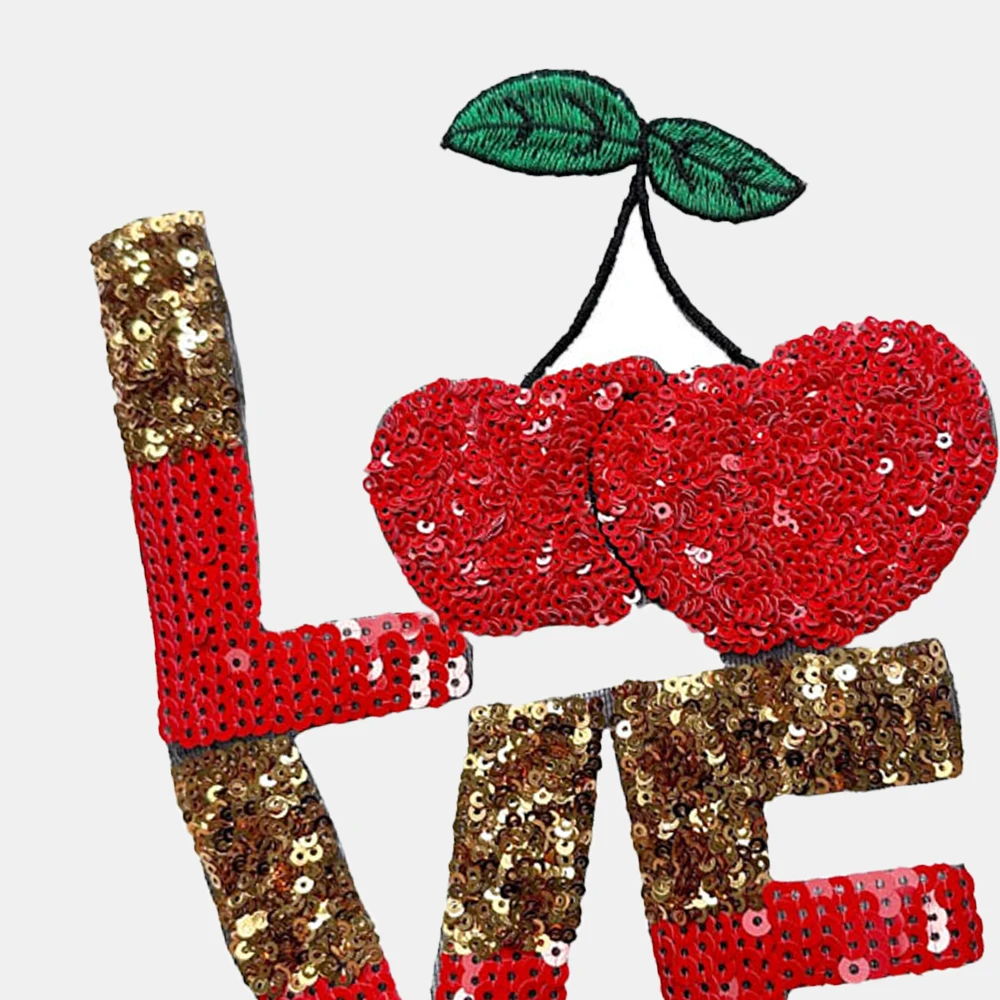 

1 Piece 30*18 cm Red Sequin Letter Love Patch Shining Iron on Patch for Garment Bag Decoration DIY Applique Clothing Accessories