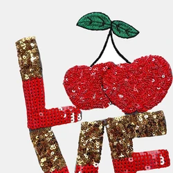 1 Piece 30*18 cm Red Sequin Letter Love Patch Shining Iron on Patch for Garment Bag Decoration DIY Applique Clothing Accessories