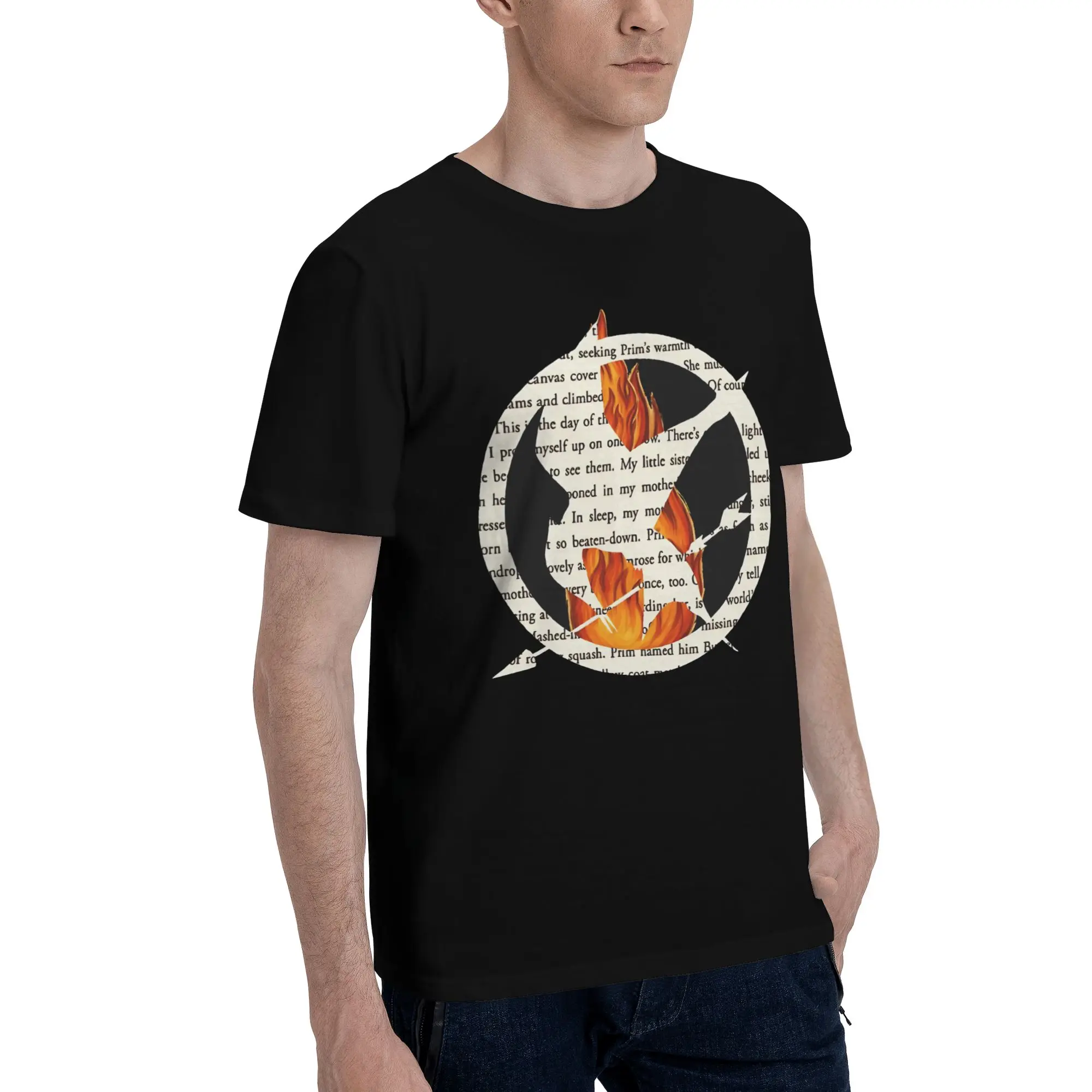 Mockingjay Book Design  Novelty 100% Cotton T-Shirt The Hunger Games Tops Tees For Men