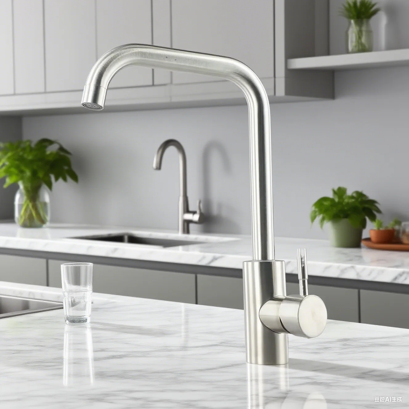 

1PC Kitchen Faucet Single Handle 2 Holes Ceramic Valve Anti-corrosion, Wear-resistant 304 Stainless Steel Cold And Hot Mixer Tap