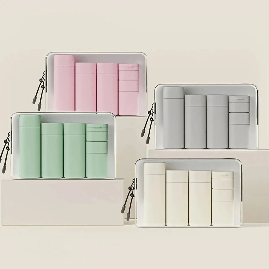 

TPU PE Empty Travel Bottles Set, Refillable Cosmetic Containers for Shampoo Shower Gel Lotion Cream, Portable Skincare Kit