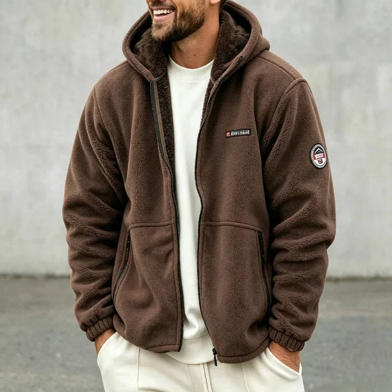 Outdoor Thicken Zip Up Fleece Hiking Jackets Man Winter Autumn New Loose Warm Hooded Coats Man High Quality Polar Fleece Jackets