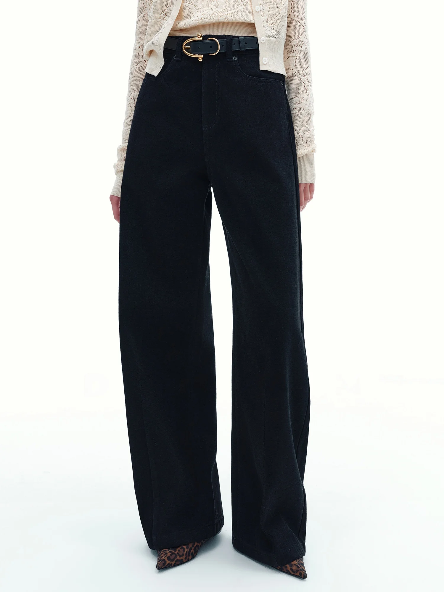 

DMON Bla Knife Casual Jeans 3D Tailoring Slimming Long Pants Comfortable Stretchy High Waist Cotton Ladies Loose Fit