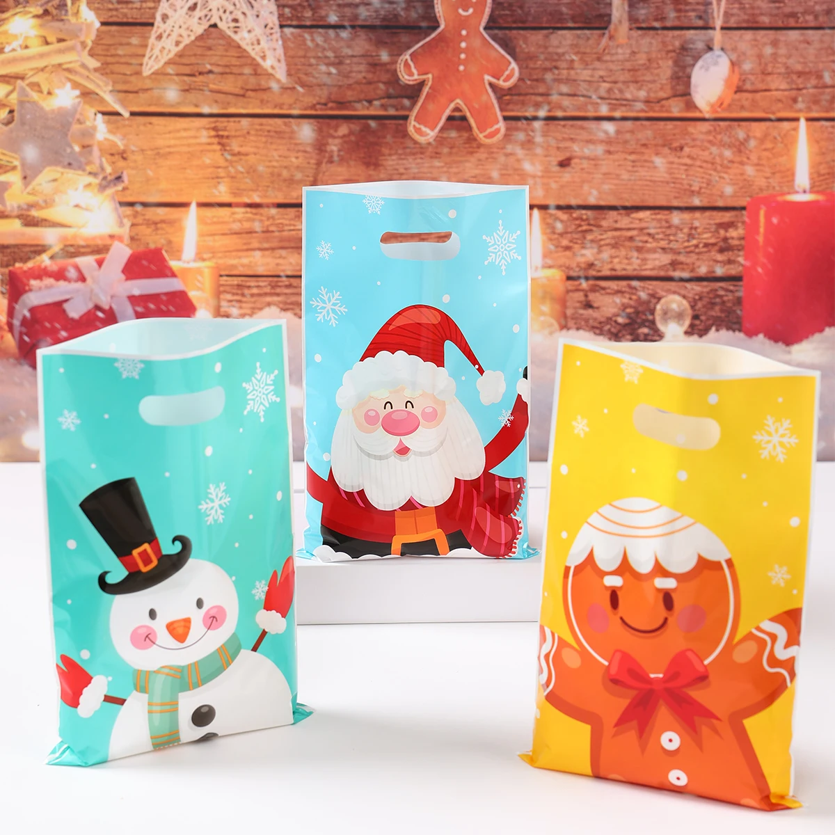 10/25/50 قطعة عيد الميلاد كيس الحلوى عيد ميلاد سعيد زينة سانتا شنطة هدايا نافيداد عيد الميلاد حقائب للهدايا عيد الميلاد الكوكيز التعبئة حقيبة