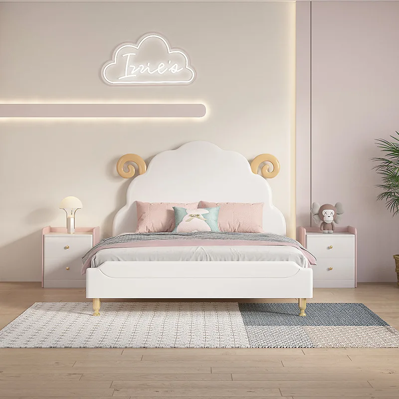 Children's furniture girls teenage girls single bed solid wood bed 1.2 meters princess bed child bed bedroom Aries bed