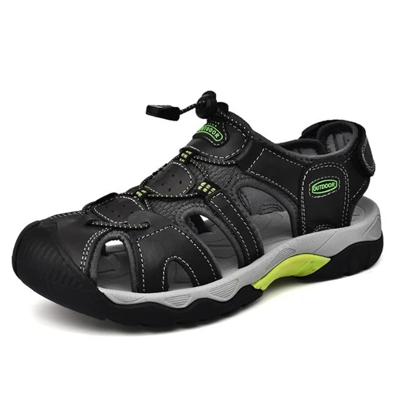 Summer Men Sandals Genuine Leather Mens Casual Shoes Breathable Outdoor Sandals for Men Beach Shoes Slippers Fashion Roman Shoes