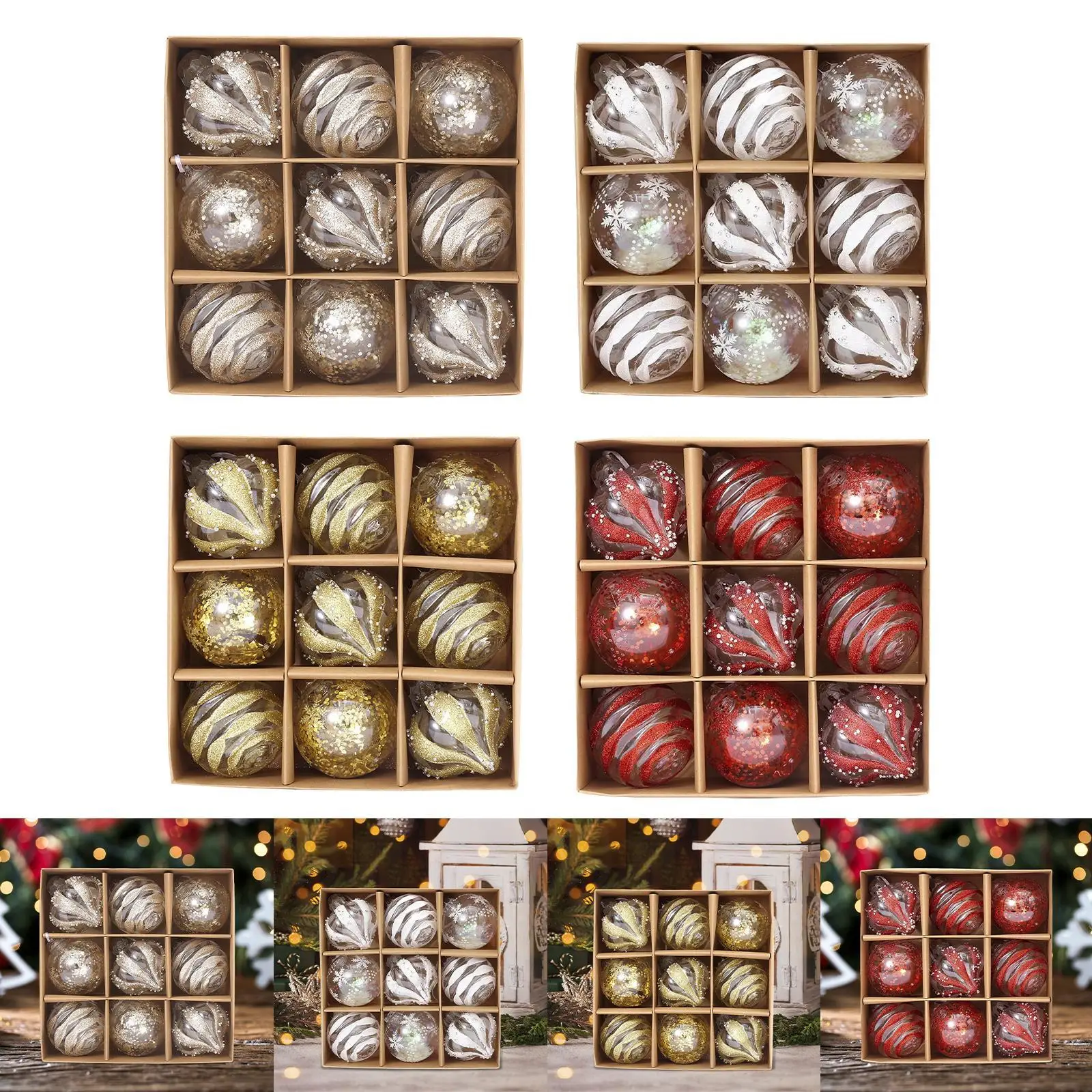 

9Pcs Christmas Ball Ornaments Home Decor for Restaurant Celebration Holidays
