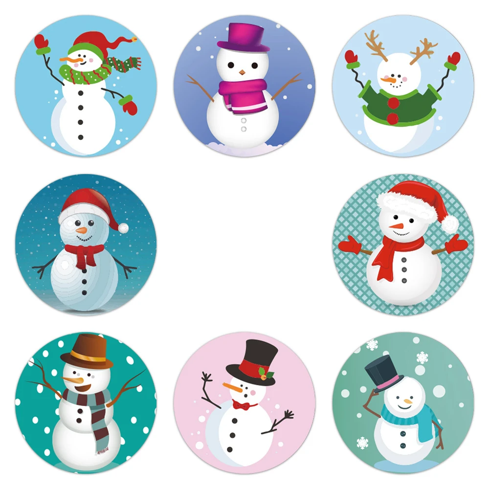 100Pcs Christmas Gift Box Round Labels Christmas Sticker Candy Bag Flower Gift Box Cake Boxes Packaging New Year Stickers