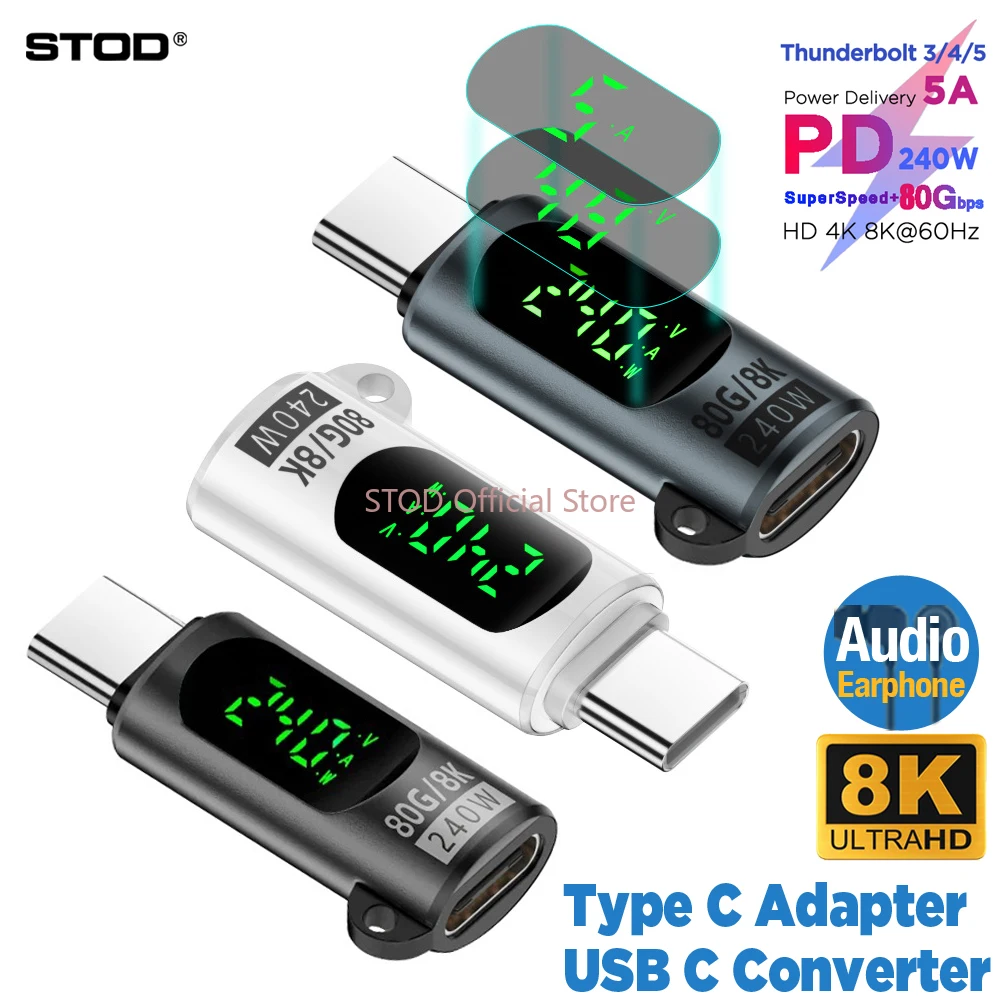 

Адаптер типа C, разъем USB C, светодиодный цифровой быстрый зарядный прибор, зарядка аудио, наушники, телефонный кабель, конвертер Thunderbolt 3 4, удлинитель