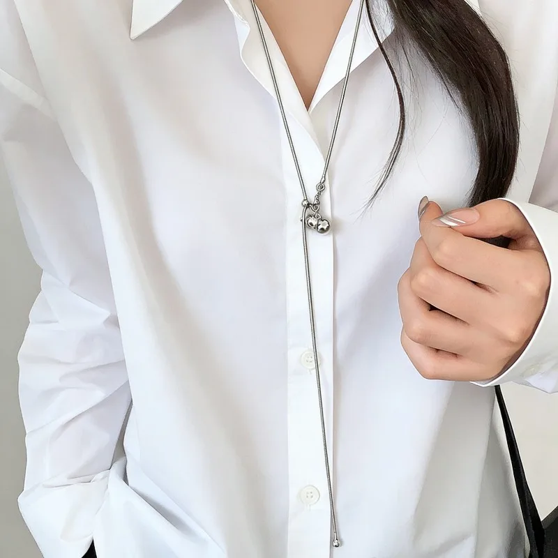 Long Gourd Pendant Necklace Adjustable Drawstring Unique Versatile Collarbone Chain for Women Daily Party New Premium Jewelry