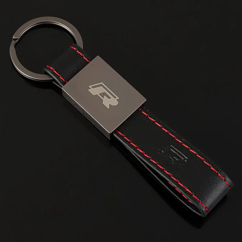 

High Quality Leather Man Women Logo R Keychain Emblem Keyring For Volkswagen Jetta MK5 Golf-4 5 6 7 Passat 3B7 601 171 B5 B6 B7