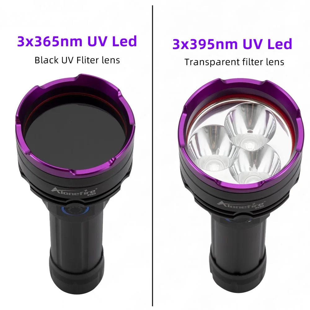 3 Led 30W 365nm/395nm UV flashlight High power Ultraviolet Curing Scorpion Money Ore Scorpion Cat Pet Urine Stains Marker Lamp