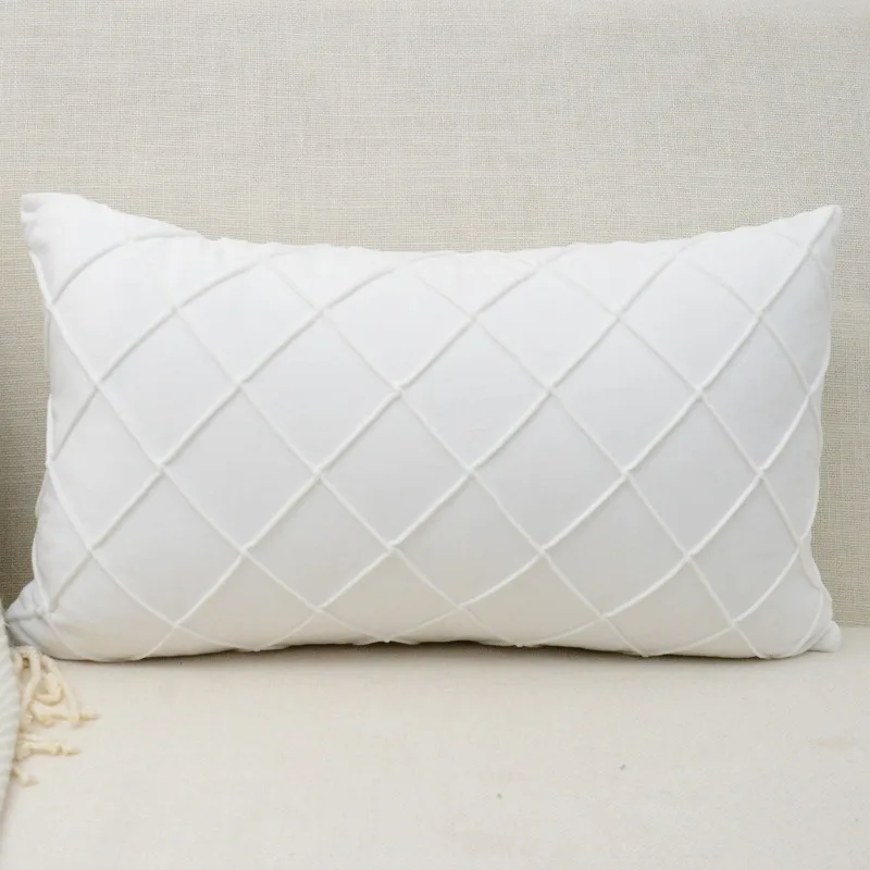 Scandinavian Ins Sofa Pillowcase Sample Room Simple Plaid Decorative Cushion Cover Solid Color Velvet Cushion Cover