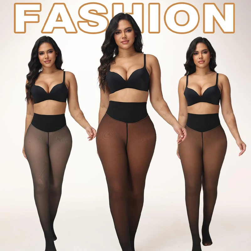 2026 Thermal Leggings Sexy Translucent Plus Size Fleece Tights Winter Warm Velvet Legging New High Waist Legging Thick Pants