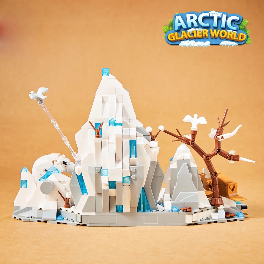 iDea Baustein-Set Arktischer Gletscher Weltmodell STEM-Bausatz Eisbär Narwal Lehrreiches Spielzeug Sammlung für Geschenke – Detail 4