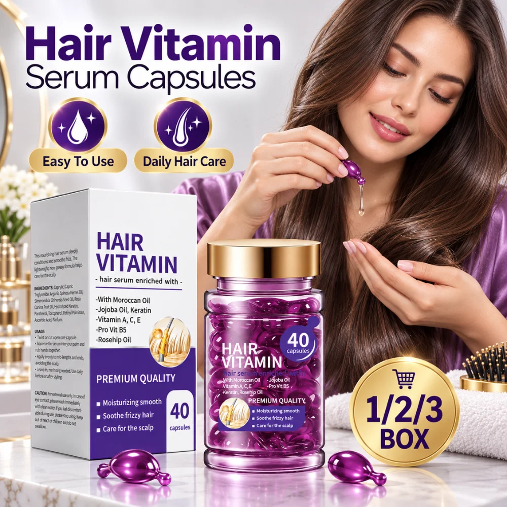 40Pcs Hair Serum Capsules Argan Jojoba Oil Pro Vitamin B5 Nourishing Treatment for Dry Frizzy Damaged Hair Split Ends