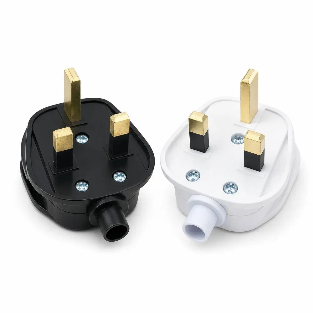 Durable Black/White UK Mains Plug Copper Removable Power Plug Power Cord Connector Power Cord Assembly