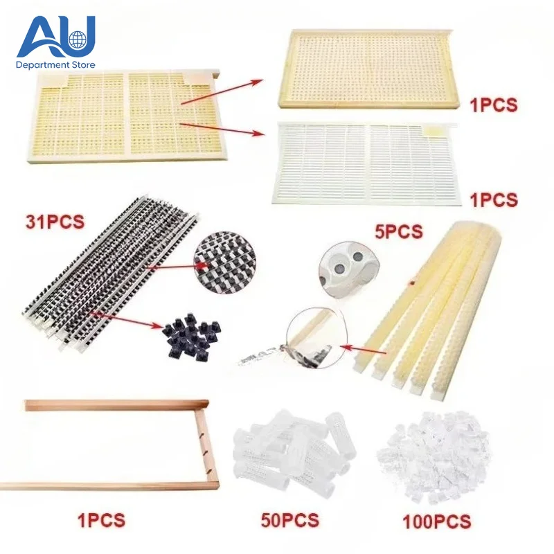 No-Moving Larvae Royal Jelly Frame, Italian Bee Queen Rearing Kit, Queen Excluder, Cell Bar Base, Pierced Royal Jelly Frame