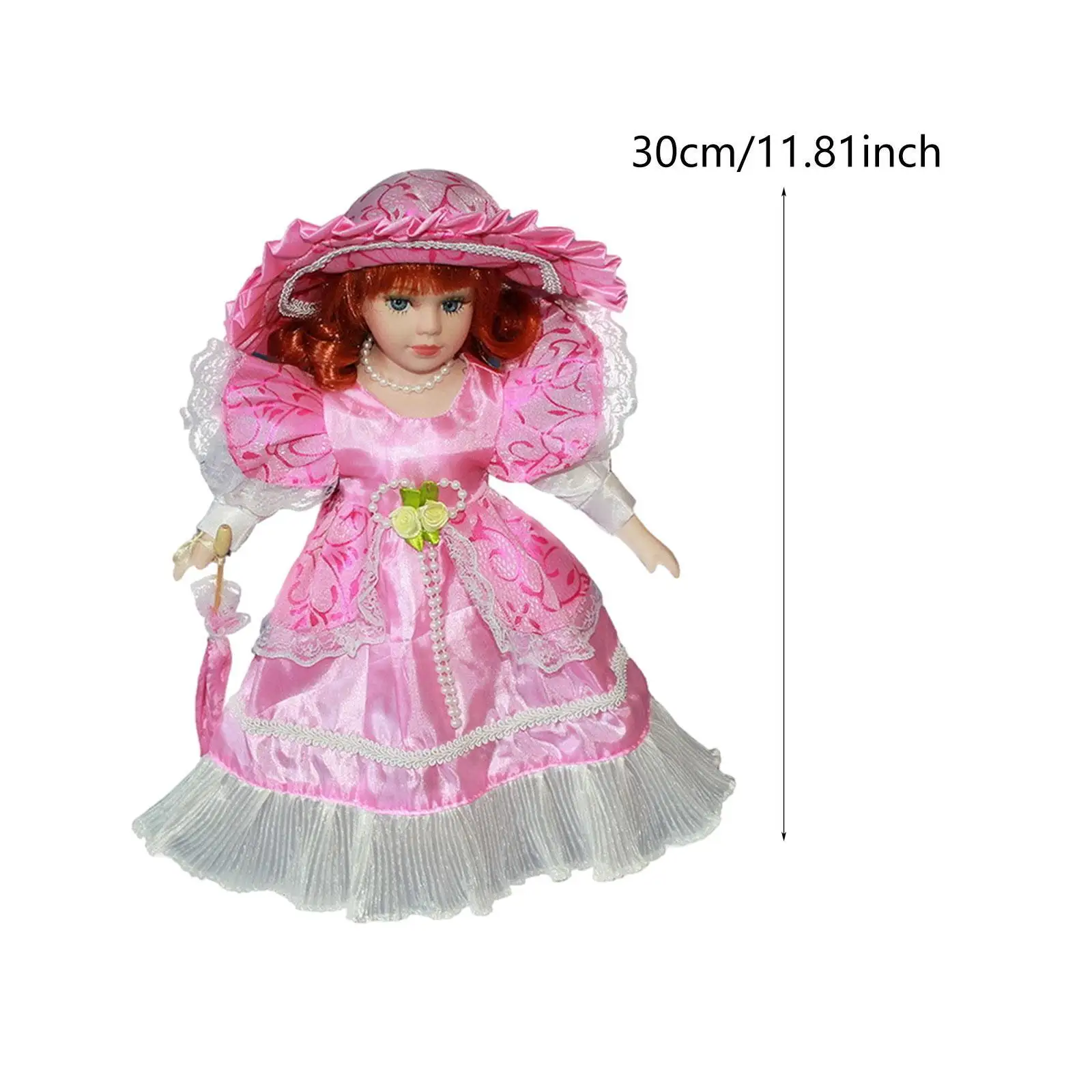 Boneca de porcelana infantil, presente de aniversário, elegante, figura de senhora, casa de boneca, ornamento, decoração de casa com vestido, coleção de 11.81 polegadas