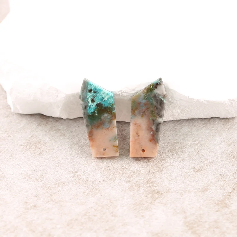 B&F Blue Opal Earring Beads for Jewelry Making, Handmade Natural stones beads, Polished Stones for jewelry Making Supplies