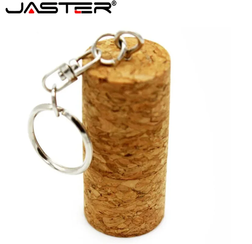 JASTER-unidad flash USB de corcho, pendrive de madera con logotipo personalizado, memoria extraíble, botella de Madera Suave, enchufe de 64GB 32GB, llavero Gratis, Regalo