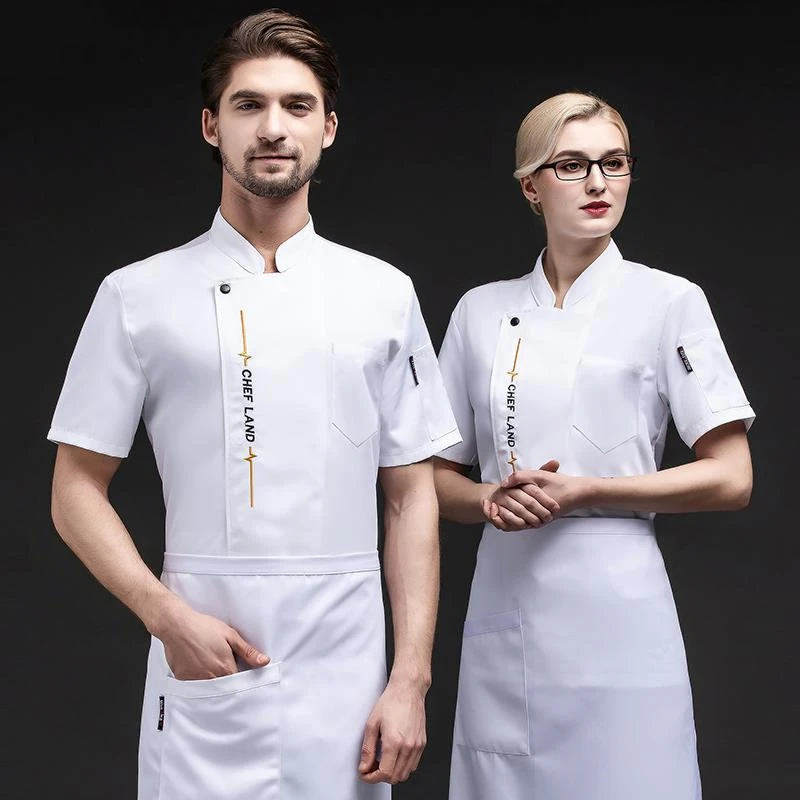 Veste de chef d'hôtel à manches courtes, uniforme de chef d'hôtel, vêtements de travail respirants pour pizza, vêtements de cuisine de restaurant, vêtements de chef noirs Chamonix, nouveau