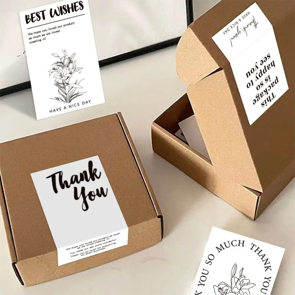 50PCS White Thank You for Your Order Stickers 5.4*9cm Commodity Packaging Thanks Decals for Small Business Wedding Favors view 4