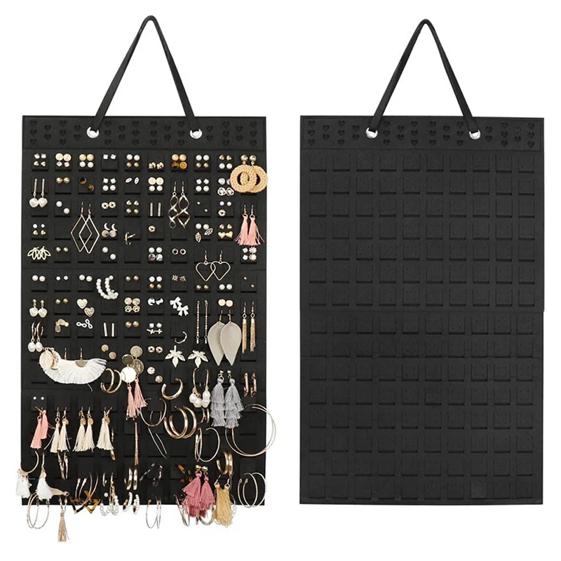 Wall Mounted Jewelry Display Organizer Bag Vertical Earring Necklace Bracelet Organizer Bag Sticky Stick On Wall Color