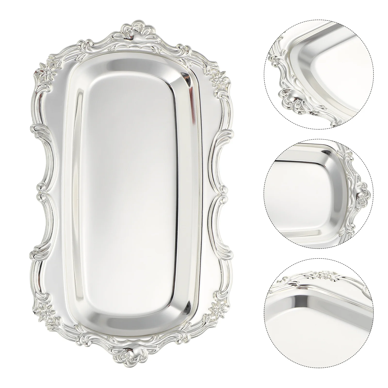 

Food Tray High-Grade Iron Kitchen Plate Polished Edge Smooth Safe for Fruits Cakes Snacks European Style Dessert Serving