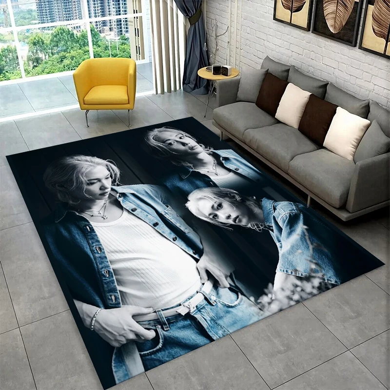 Kpop Felix Stray Kids Music star Carpet Rug for Playroom Bedroom Living Room Sofa Home Decor,kid Area Rug Non-slip Floor Mat