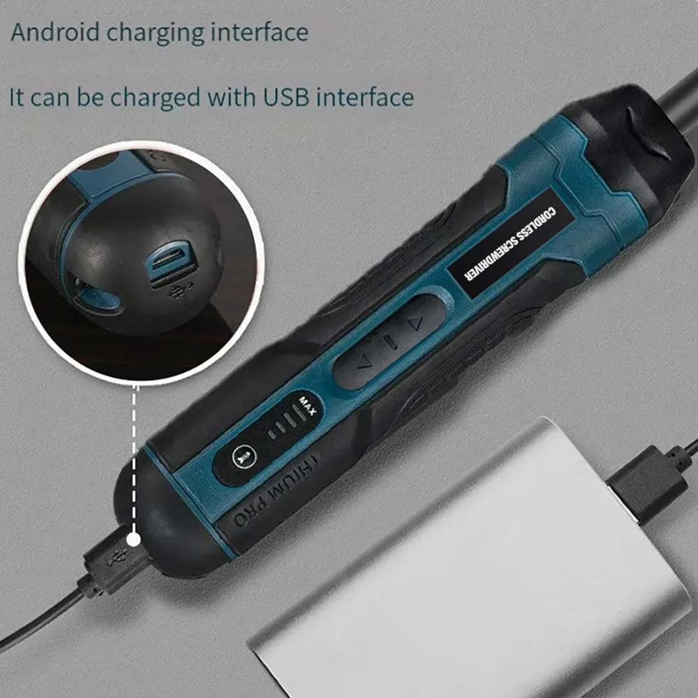 미니 전기 스크루 드라이버 세트 USB 충전식 1300mah 조정 전원 드릴 다기능 분해 토크 수리 도구 키트