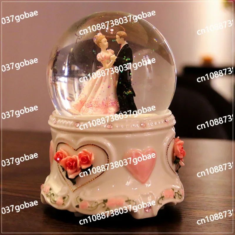 Bridal snowflake crystal ball music music box creativity for girls, wives and girlfriends wedding gifts