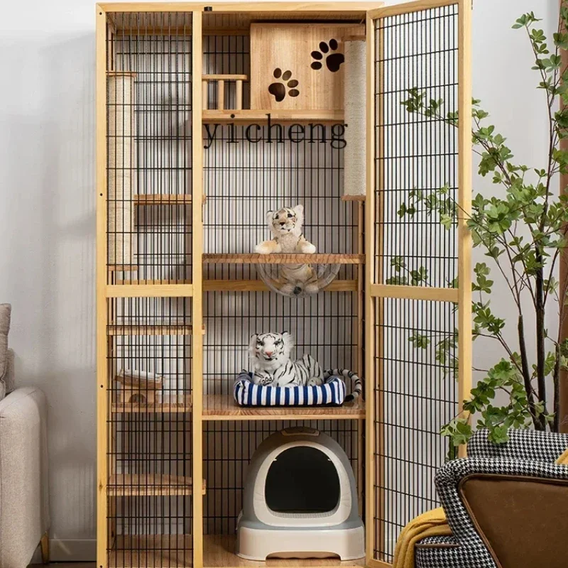 

ZC solid wood does not occupy an area of cat house, household indoor cat house, three-story large cat house luxury