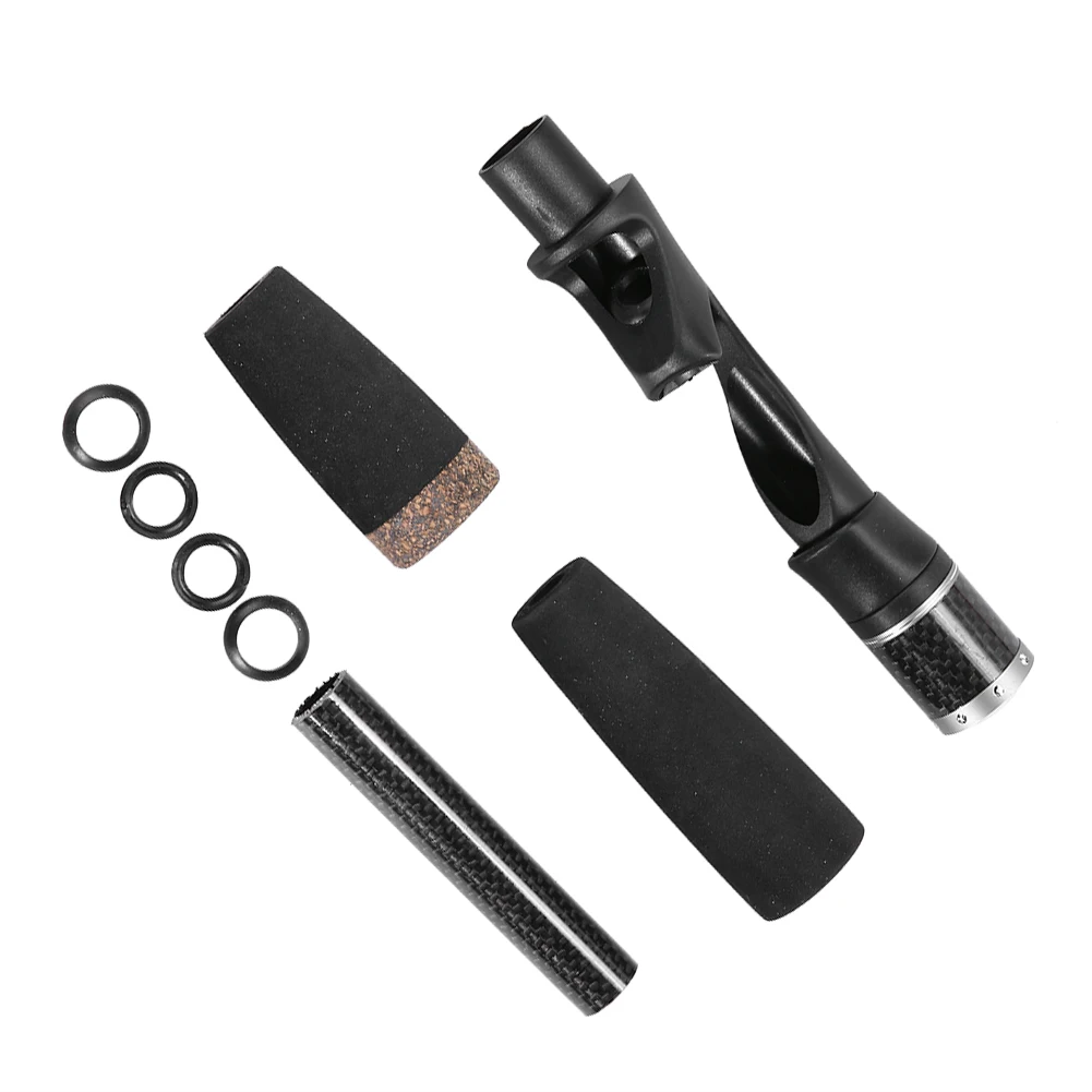 Fishing Rod Handle Replacement Parts Fishing Rod Building Repair Kit ACS Plastic Split Cork Rear Grip Black DIY Fishing Gear Set