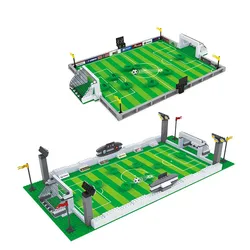 Bloques de construcción del estadio de campo de fútbol para niños, juguetes de bloques de partidos de fútbol, copas ganadoras, regalo para niños