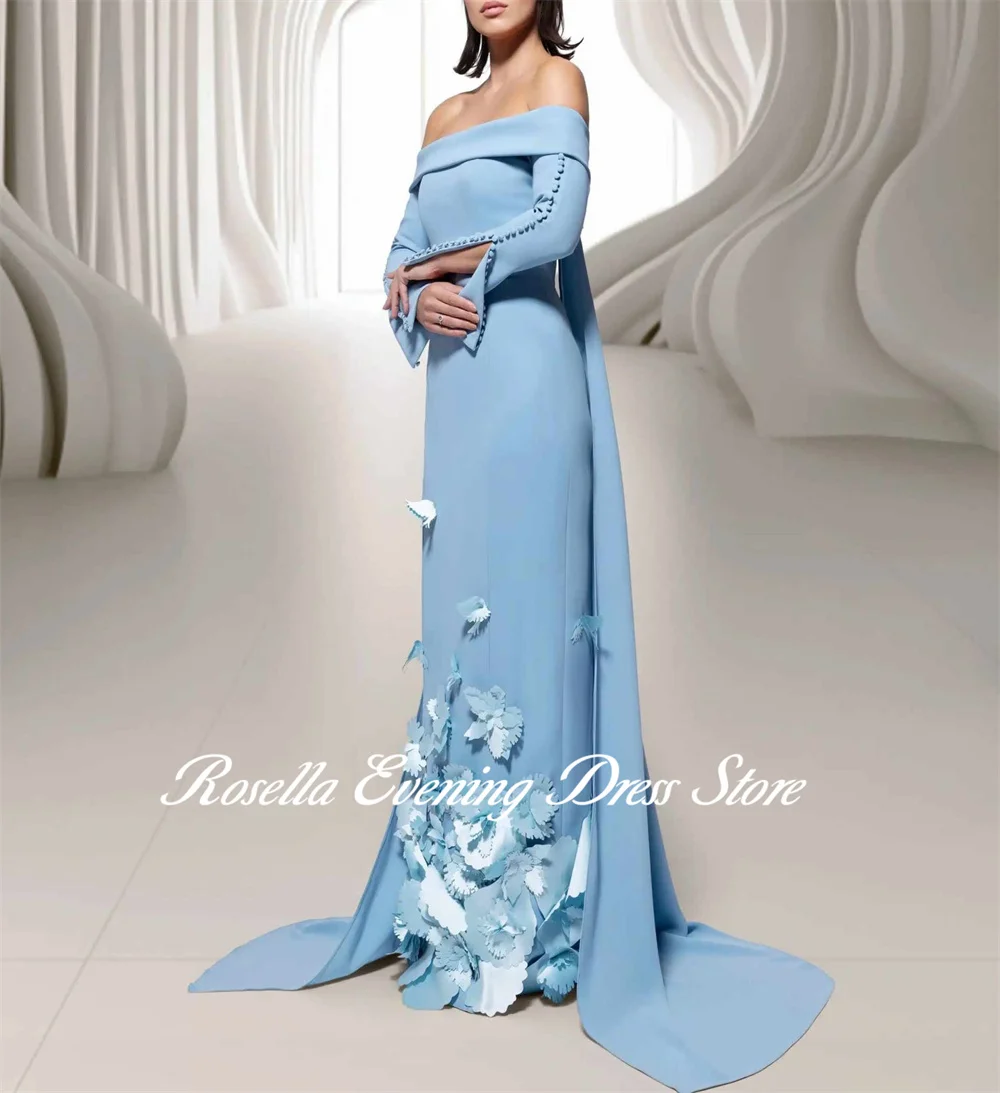 ROSELLA Off Shoulder Evening Dresses Paper Cutting Floor Length Mermaid Formal Occasions Dress with Cape Shawl New 2024