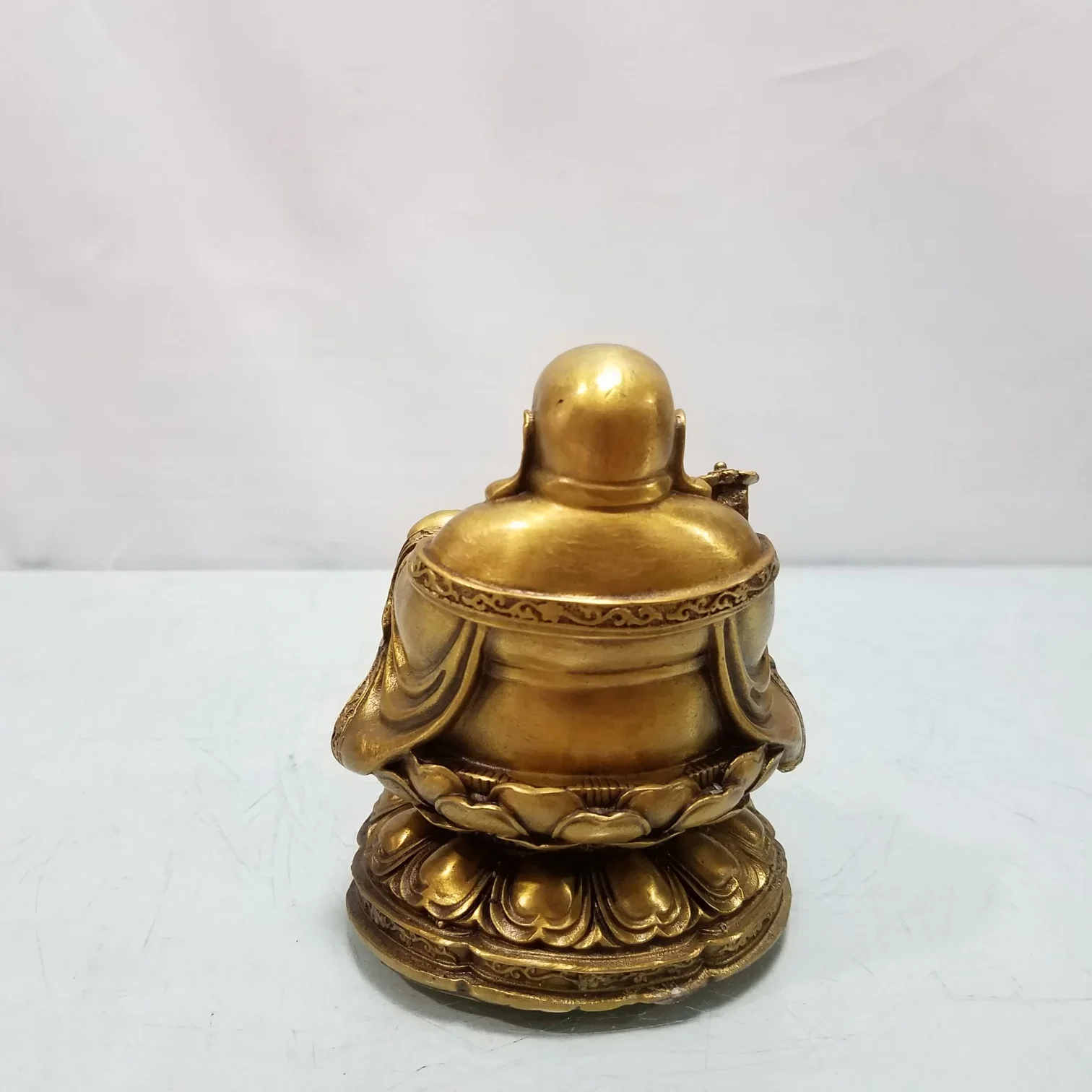 Full Copper Brass Lucky Maitreya Ornament Big Belly Laughing Buddha Attracting Wealth Buddha Household Statue