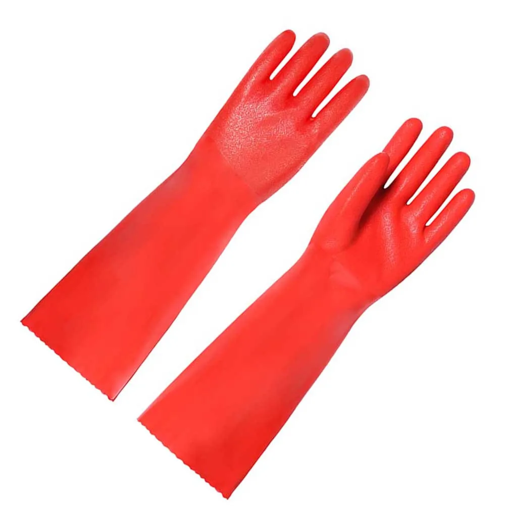 

1 Pair 40Cm Red Dishwashing Thicken Kitchen Cleaning Non-Slip Housework Gloves For Laundry Pet Care Garden Washing Reusable